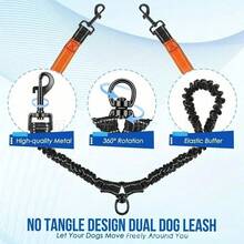1pc Dual-Ended Elastic Dog Leash With 2 Extra Handles, 360° -Free Swivel, Shock Absorbing Dual Dog Leash To Prevent Dogs From Running Wild, Escaping Or Colliding - Multicolor - View 4