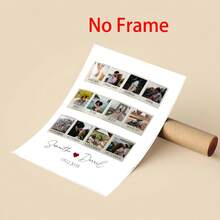 1 Stück Personalisierte 12-Monats-Paar-Fotocollage - Personalisierte Canva-Vorlage mit Namen, Jahrestags-Datum, monatliche Erinnerungen, druckbares Liebesgeschenk, geeignet für Badezimmer-Dekoration, Küchen-Dekoration, Wohnzimmer-Dekoration, Schlafzimmer-Dekoration, optionaler Rahmen - Verschiedenfarbig - Übersicht 5