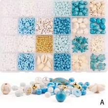 1 caja de set de cuentas con tema oceánico, kit de fabricación de pulseras de amistad estilo vacaciones de verano, set de cuentas de arcilla para manualidades de joyería, pulseras, collares, aretes, regalos artesanales