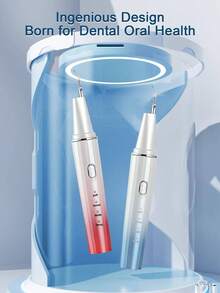 1个可充电式牙菌斑去除器，用于去除牙齿上的污渍、牙垢、牙菌斑和牙结石，牙科工具，可调节模式，2个替换清洁头 - 彩色 - 查看 9