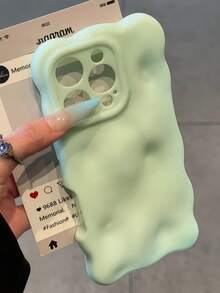 糖果色3D立方体实心波浪纹软手机壳，兼容 17 Pro Max、17 Pro、17 Air、17、16、15、13 Pro Max、11、12、14 Pro Max，可爱马卡龙亮面防震手机壳 - 淺綠色 - 查看 4