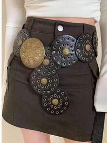 حزام نسائي من البولي يوريثان بطراز بوهيمي، غربي كاوبوي مفرغ لمهرجان الموسيقى Y2K كاوبوي رجعي