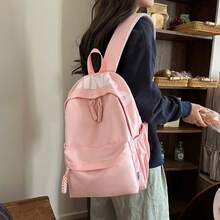 FRIFUL Japanese-Style Minimalist Versatile Large Capacity Solid Color Campus Backpack, 2025 Spring New Lightweight Commuting Student Double-Shoulder Bag, New Style Fresh Girl Travel Small Backpack, Japanese Ins College Style University Student Class Backpack. - Multicolor - View 10