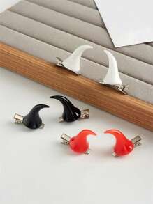 1 对万圣节时尚新款魔鬼角头带发夹小恶魔头饰服装，可爱派对配饰，适合角色扮演万圣节派对节日魔鬼配饰爪夹发爪 - 彩色 - 查看 1