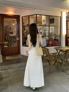 女士柔和V领休闲夏季吊带裙