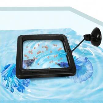 Floating Fish Food Feeder Ring Black - Aquarium Feeding Tool With Strong Suction Cup, Prevents Food Dispersion For Tropical Fish, Shrimp & Fry