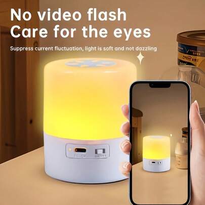 1 Đèn ngủ LED cảm ứng điều khiển độ sáng - Pin lithium 800mAh có thể sạc lại qua USB, Đèn ngủ có thể điều chỉnh 3 màu (Có chụp đèn bằng nhựa), Đèn chiếu sáng gia đình không nhấp nháy, ≤36V