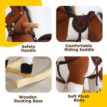 Baby Toys, A Brown Rocking Horse, Realistic Saddles, Reins, Holiday Gifts, Birthday Gifts - Cà phê nâu - Xem 4