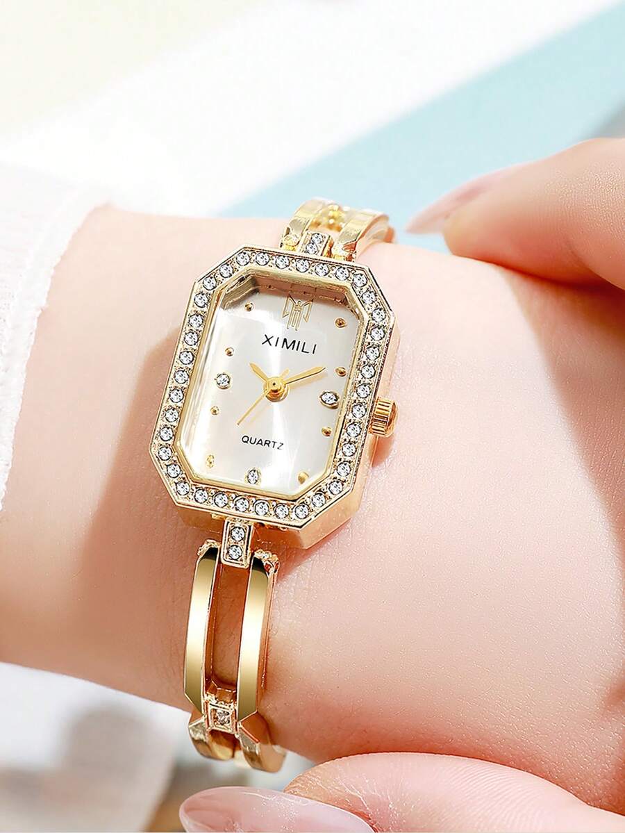 1pc Square Fashion Women's Watch, Digital Quartz Bracelet Watch - White - View 1