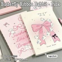 1 pièce Nouveau cahier vierge A5 avec nœud, lapin, , beau cœur. Cahier épais pour étudiants, idéal pour le dessin et les brouillons