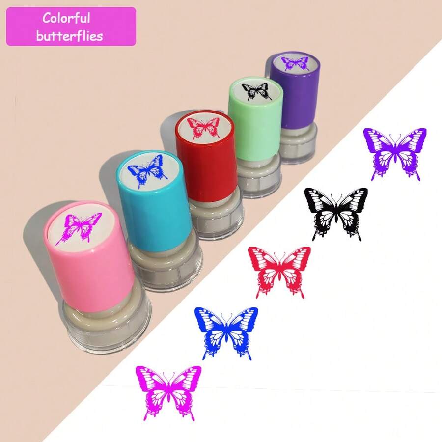 自然可爱奖励印章昆虫文具，创意蝴蝶图案剪贴簿印章，书籍装饰橡皮图章，日记配件