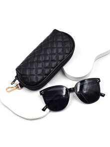 1 Hộp đựng kính mắt mềm, Túi đựng kính râm bằng da PU Neoprene có khóa kéo kèm kẹp cho nam và nữ hình thoi màu da - Nhiều màu - Xem 10