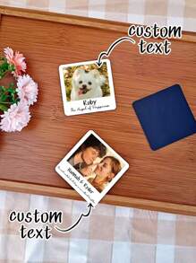 1 Piece Of Personalized Square Refrigerator Magnet. Customized Text And Photo Keychain Gift Sublimation Refrigerator Magnet Suitable For Home Kitchen Refrigerator Microwave Wall Door Decoration Or Office Calendar