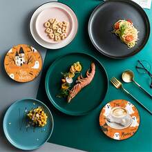 1 set/500 sets de 4 piezas/set de posavasos de Halloween con diseños de fantasma, sombrero de bruja, esqueleto, telaraña, zombi, murciélago, rama desnuda y lápida, hechos de poliéster y goma, adecuados para bares, oficinas, hogares y todo tipo de ocasiones, tamaño: 10 x 10 cm.