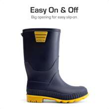 Kids Rain Boots Easy-On Lightweight Non-Slip Outsole For Boys & Girls Outdoor Rainy Day Play - 黃色 - 查看 3