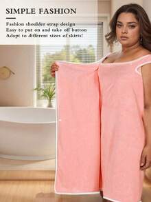 1 件女士浴巾，可穿戴速干沐浴海滩水疗浴袍洗浴服，加大码可穿戴浴巾 - 超柔软珊瑚绒浴裙带口袋，快干吸水，大号 35.4 英寸 x 47 英寸，蝴蝶结装饰女士水疗裹巾，居家和酒店用桑拿短裙，带口袋的可穿戴浴巾 - 彩色 - 查看 5