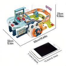 Kids Race Tracks For Boys Car Adventure Toys, Car Tracks Playsets Musical Steering Wheel Race Track Toys Games For Toddlers, Educational Toy Vehicle Playset For Kids