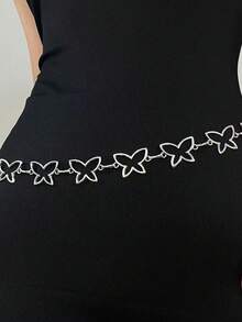 1 件时尚创意镂空蝴蝶金属腰链，适合婚礼、时尚活动、新娘腰带 - 彩色 - 查看 3