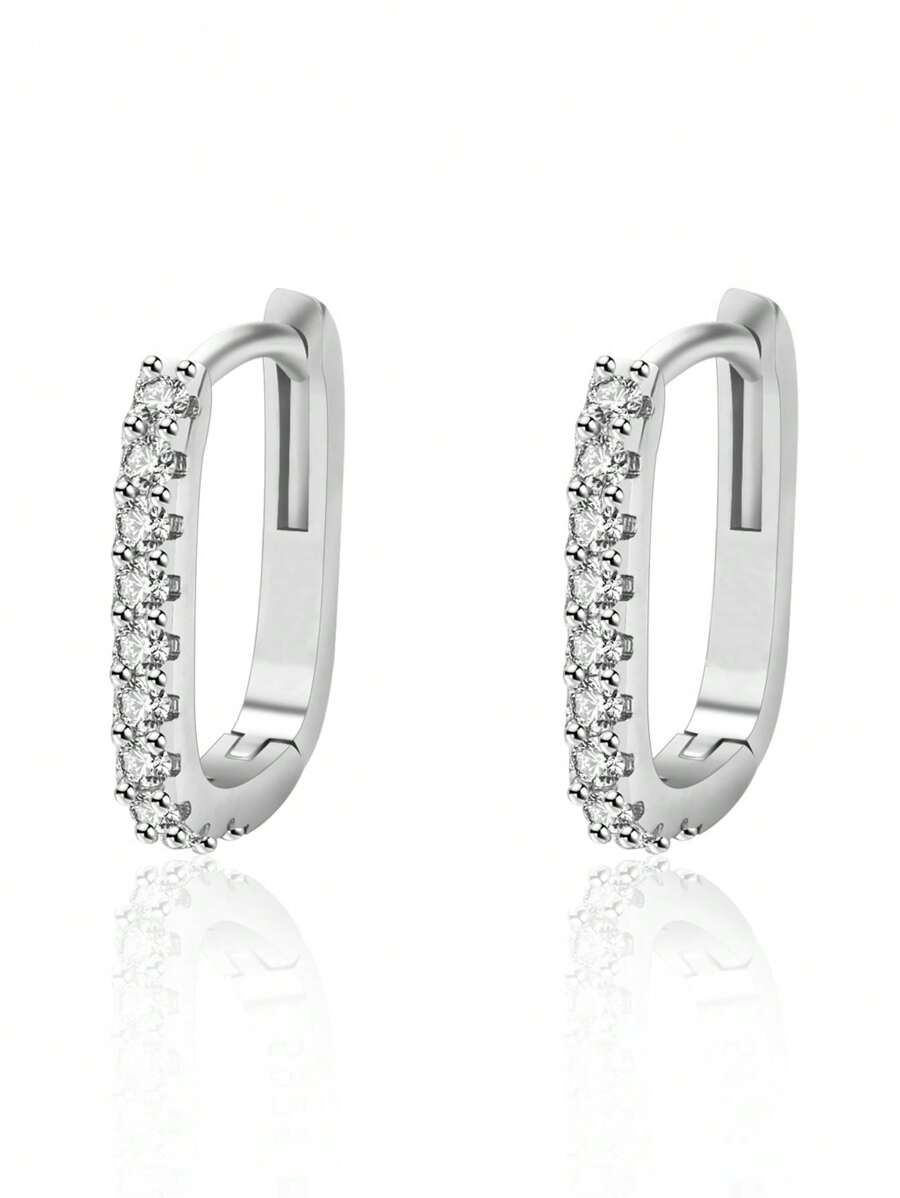 1 Pair Oval & Square Earrings For Women, Fashion Minimalist Unique Niche Design Earrings, Suitable For Daily, Party Wear, Gift For Holidays