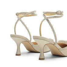 Women's Rhinestone Bow Ankle Strap Pumps Stiletto Kitten Heels Pointed Closed Toe Heels Fashionable Wedding Bridal Party Prom Dress Shoes - 金色 - 查看 6