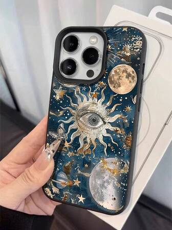 1 pieza Funda de teléfono suave, a prueba de caídas y antideslizante con patrón de gafas de sol vintage y textura, compatible con teléfonos Apple//