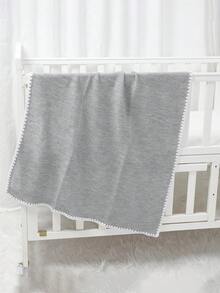 1 Chăn quấn trẻ sơ sinh đan len, chăn quấn trẻ sơ sinh tối giản, viền mỏng, phù hợp cho mọi mùa - Xám - Xem 4