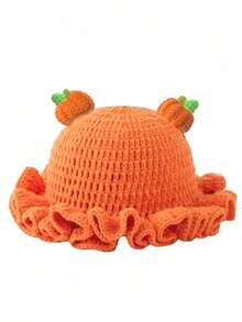 1 件男女通用手工针织无檐便帽，荷叶边渔夫帽，骷髅、南瓜、角图案，趣味角色扮演拉法帽 - 彩色 - 查看 16