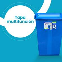 40L 2-In-1 Trash Can With Rocking Lid And Plastic Dustpan - Blue - View 4
