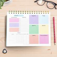 Weekly Desk Planner Notebook With Divisions For Task Organization - 50 Sheets Back To School - 彩色 - 查看 1