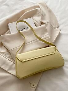 Túi đeo vai trang trí bằng kim loại màu trơn thời trang, túi xách đeo dưới cánh tay đa năng, phong cách tối giản, sang trọng dành cho nữ, thích hợp để mua sắm, đựng ví, cho các cô gái trẻ, sinh viên đại học, người mới bắt đầu sự nghiệp, nhân viên văn phòng. Thích hợp cho văn phòng, trường đại học, công việc, kinh doanh, làm việc chăm chỉ, hoạt động ngoài trời, du lịch và các chuyến đi trong ngày. - Màu vàng - Xem 9