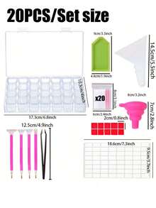 28 Compartments Plastic Organizer And Diamond Painting Tools Accessories Set Combination 5D DIY Diamond Embroidery Mosaic Tools Kit Diamond Pen 3/6/9 Heads Diamond Tray Adhesive Fixing Diamond Corrector - Clear - View 5