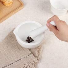 迷你白色陶瓷研钵和研杵套装，完整药丸研磨器，也适用于研磨香料、草药，陶瓷研磨碗，瓷质研磨器