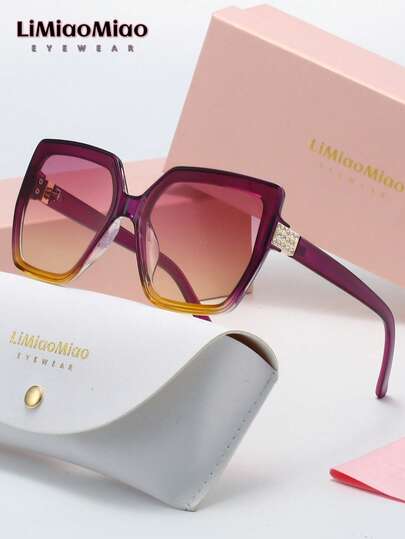 LiMiaoMiao 1pc Unisex Square Fashionable Y2K Stylish Decorative Glasses, Comes With Glasses Case & Cleaning Cloth, Great Gift