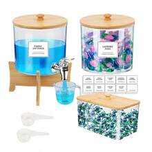 洗衣液分配器、洗衣房收纳盒、洗衣凝珠容器及烘干机纸架（带盖子和标签）、衣物柔顺剂分配器（洗衣粉烘干球）、浴室配件、房间装饰 - 彩色 - 查看 9