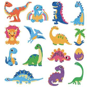 18pcs Dinosaur Pattern 5D DIY Diamond Painting Sticker Set - Dinosaur Themed Arts & Crafts, Suitable For Boys, Girls And Adults