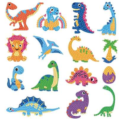 18pcs Dinosaur Pattern 5D DIY Diamond Painting Sticker Set - Dinosaur Themed Arts & Crafts, Suitable For Boys, Girls And Adults