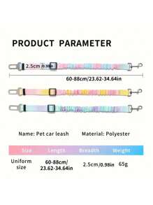 1 Pieza Cinturón de seguridad para mascotas en el auto, Correa retráctil para perro de color degradado, Correa para mascotas estilo arcoíris, Cinturón de seguridad para auto con cojín elástico, Cinturón de seguridad para perro resistente y duradero, Cinturón de seguridad para perro, ¡Haz que tu perro salga! Suministros para perros