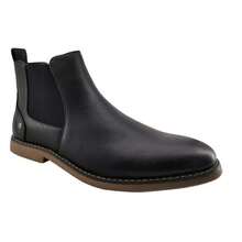 Men's Pointed-Toe Flat Elastic Side Panels Ankle Boots - màu đen - Xem 1