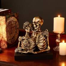 Skelett Dekoration für Halloween: Harz Gotik Stil Skelett Paar Statue, Vintage Heim Dekoration Regal Kamin Kaminsims Sammlerstück Hochzeitsgeschenk