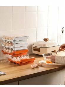 Refrigerator Egg Storage Box, Refrigerator Egg Rack, 2-Tier Drawer 32 Compartment Stackable Storage Box Transparent Plastic Egg Rack Organizer, Home Decor, Party & Christmas Storage - Multicolor - View 6