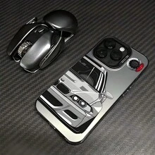 CarIMD Colorful Silver Half-Face Racing Print Style Shockproof Phone Protective Case Compatible With IPhone 11 12 13 14 15 16 Pro Max Series, 7 8 Plus Xr X Xs Max Xs