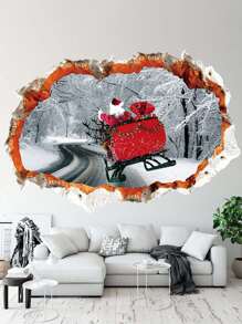 1 Stück Wandaufkleber Weihnachtsmann auf dem Weg, PVC Aufkleber Material, abnehmbar, selbstklebend, leicht abzulösen, geeignet für Wanddekoration, Hintergrund, Wohnzimmer, Schlafzimmer, Heimdekoration, selbstklebender Wandaufkleber, Feiertags-Dekoration, Geburtstag, Abschluss, Weihnachten, Weihnachtsbaum, Geschenk, Dekoration, Thanksgiving, Hochzeit, Herbst, Geburtstag, Geschenke, Party-Zubehör, Innenraum, Feiertage, Festivaldekor