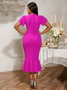 Women Pearl Beaded Ruffled Mermaid Party Dress Evening Bodycon Midi Dresses,Outfit For Date,Party,Wedding Dress,Bridesmaid Dress,Graduation Dress,Wedding Guest,Back To School