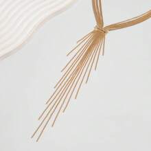 Gold Exquisite Long Tassel Y-Shaped Necklace For Women, Simple Wide Necklace, Cute Pendant, Neck Accessories Tassel Necklace Exaggerated Light Luxury Temperament Women's Necklace - 金色 - 查看 5