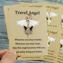 4pcs/7pcs/8pcs Rhinestone Travel Angel Keychains With "Travel Angel" Guardian Card,Mini Angel Keychain For Women,Ideal For Family,Friend,Travel Blessing ,May The Angel Accompany Your Journey & Bring You Home Safely Halloween Accessories Teachers Day Christmas Gift Ideas Bag Accessories Lanyards With Id Holder Car Accessories Bag Charms