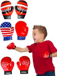 1 Pair Kids Boxing Gloves, Printed Sparring Mittens, Youth Training Gloves For Boxing, Martial Arts, Kickboxing - 3-6Y - View 1