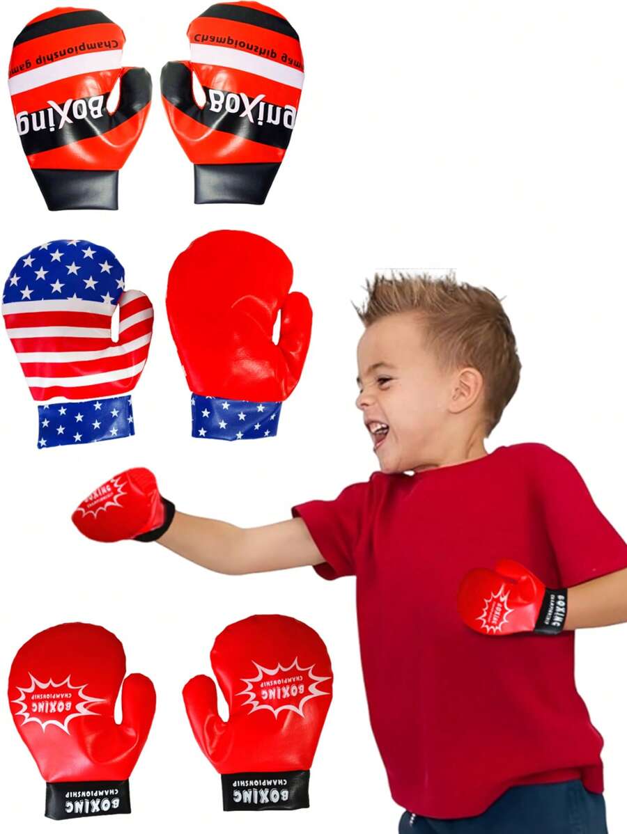 1 Pair Kids Boxing Gloves, Printed Sparring Mittens, Youth Training Gloves For Boxing, Martial Arts, Kickboxing - 3-6Y - View 1