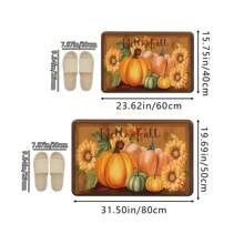 1pc Thanksgiving Autumn Theme Decor Multi-Color Pumpkin & Sunflower Print Holiday Doormat, Soft Non-Slip Absorbent Washable Kitchen Mat, Festive Cozy Entryway Rug, Rectangular Low Pile Holiday Home Decor Mat For Living Room, Bedroom, Kitchen, Laundry Room, Bathroom