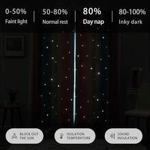 Cortinas de dormitorio de 213 cm, cortinas decorativas cortas de doble capa con estrellas colgantes y voile para habitación infantil, cortinas de arco para puerta de vidrio corrediza para adultos, rosa, azul, morado /132/213/2 MX - Rosa AmarilloAzul - Ver 5