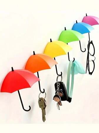 6/3/1 Stück Bohren-freier Regenschirm Haken, Kunststoff Regenschirm starker Klebehaken, Schlüsselhaken, Heimdekoration, Wandregal, dekoratives Gadget, Badezubehör für Heimdekoration und Wandhänge Schlüsselhaken und Badezubehör